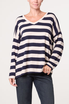 Striped V Neck Top