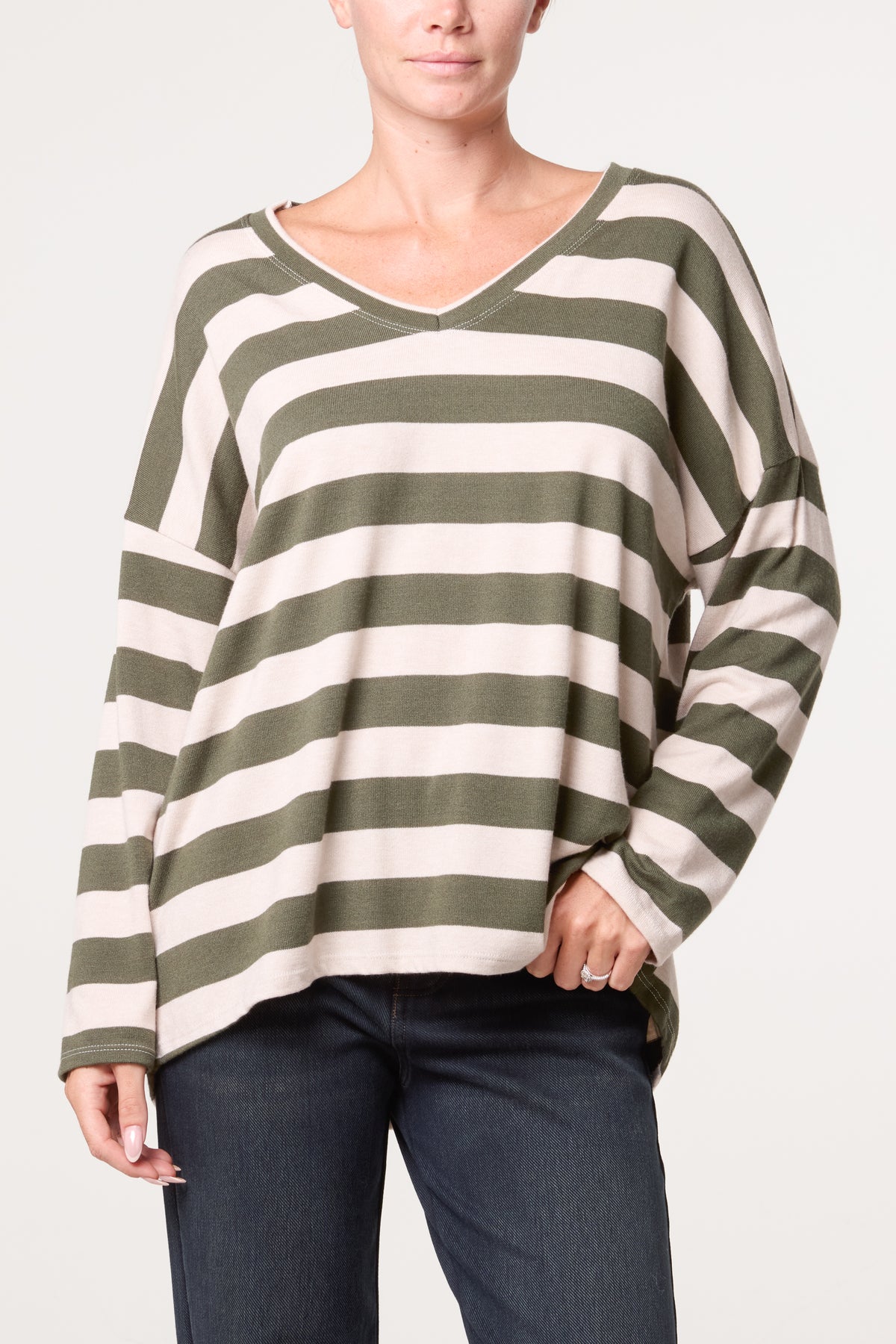 Striped V Neck Top