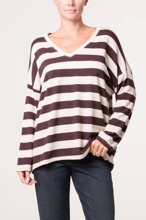Striped V Neck Top