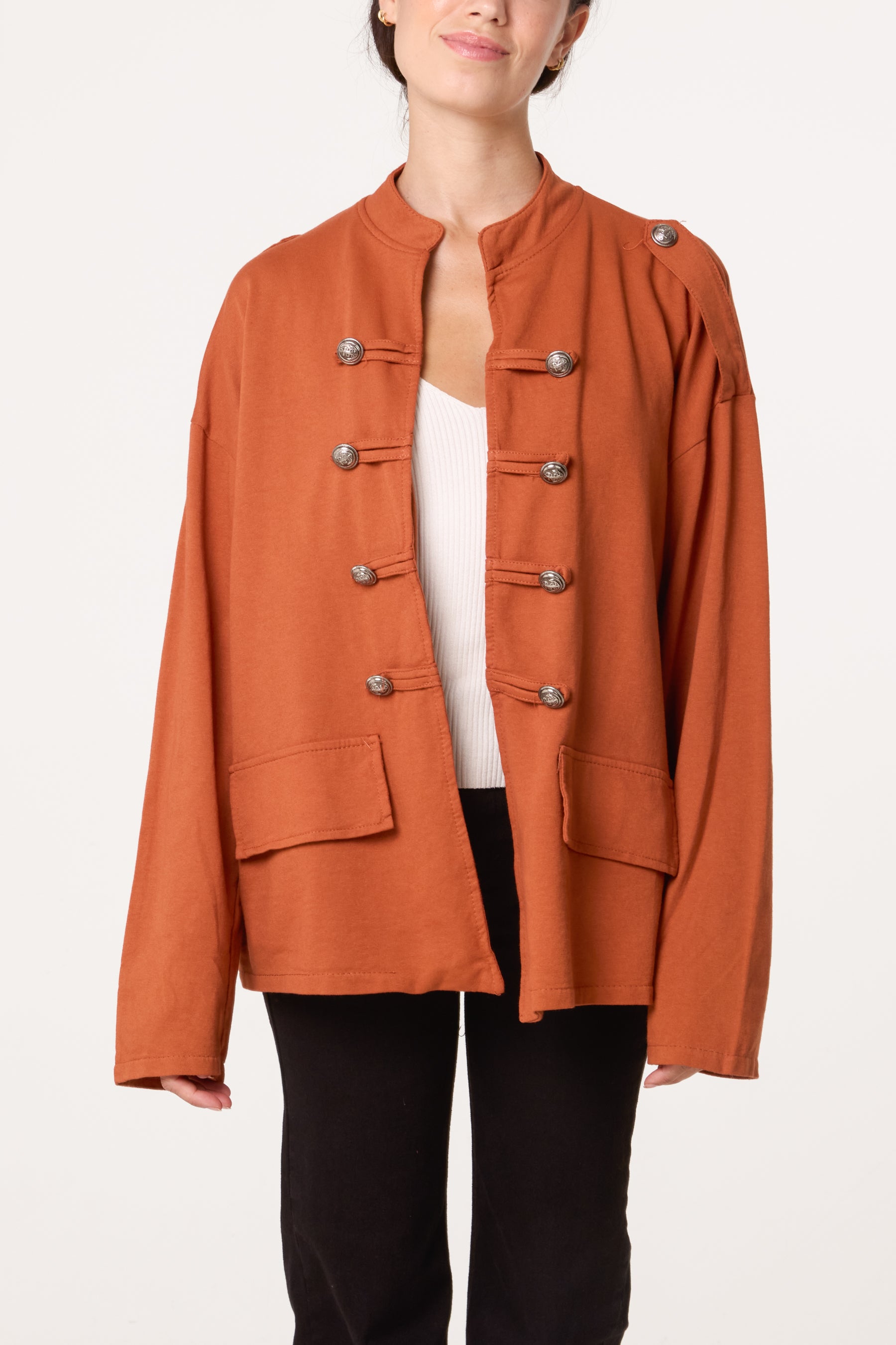 Cotton Military Band Tailored Jacket