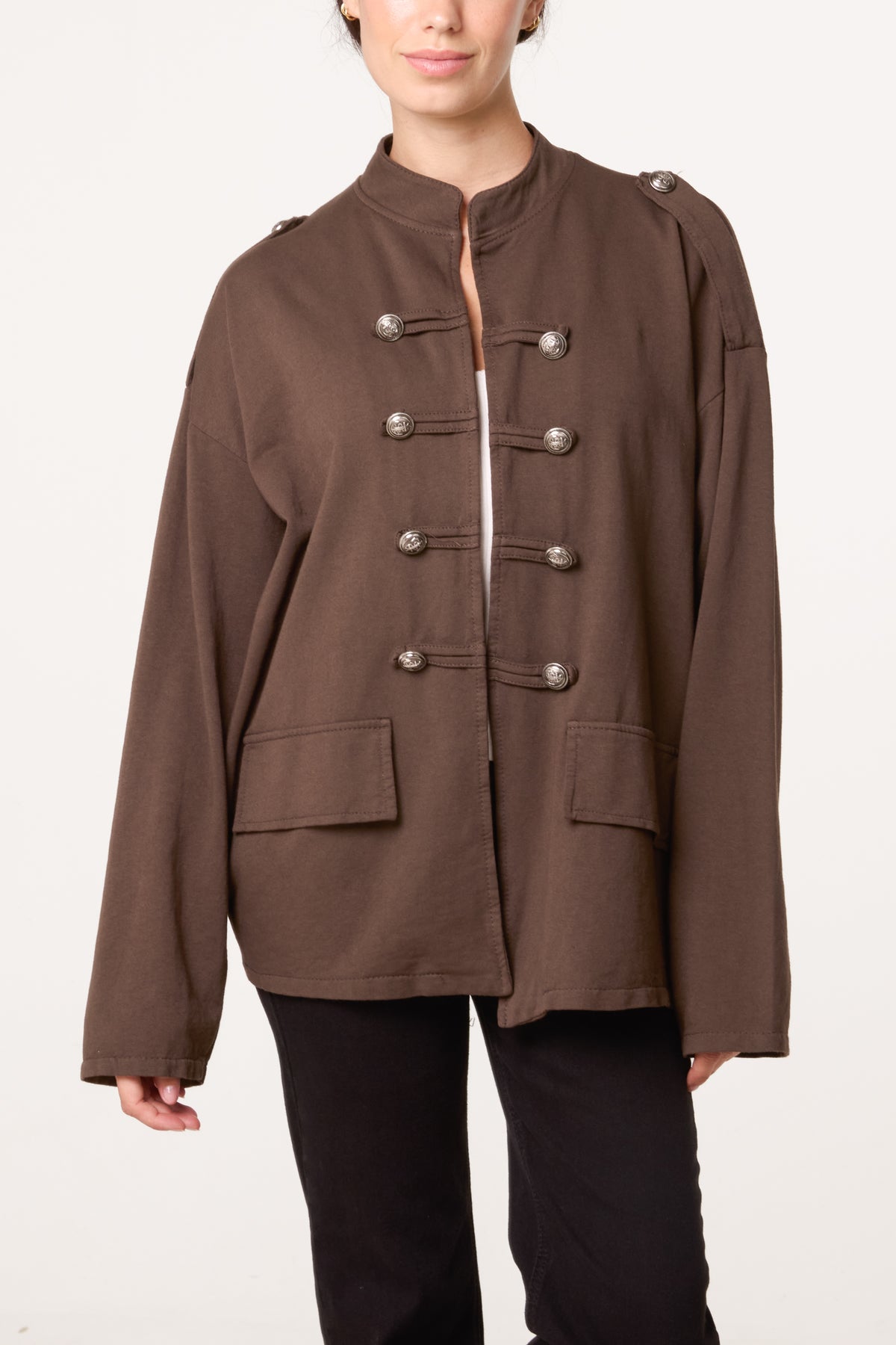 Cotton Military Band Tailored Jacket