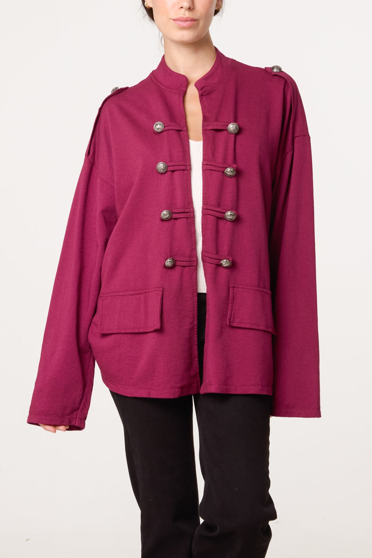 Cotton Military Band Tailored Jacket