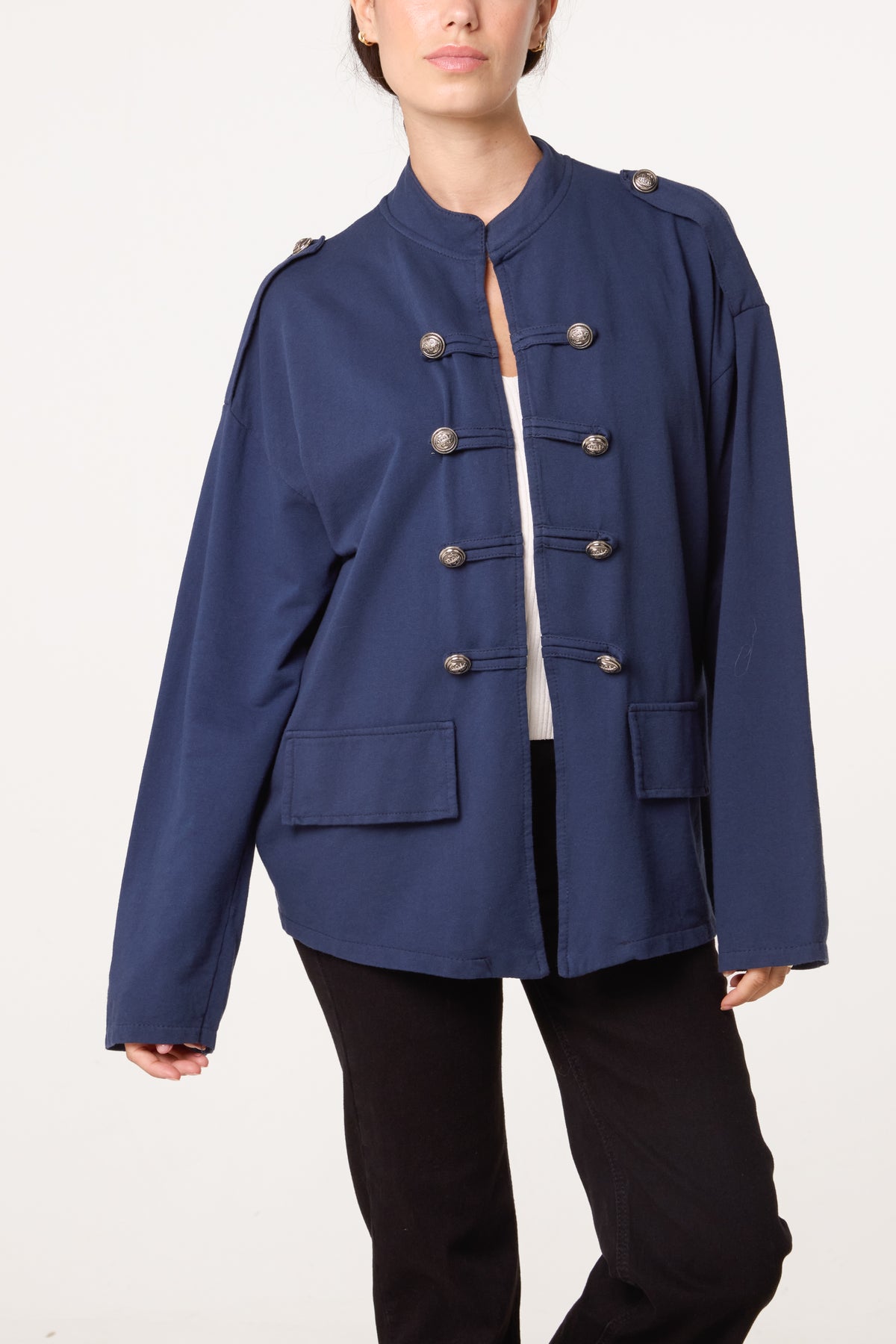 Cotton Military Band Tailored Jacket