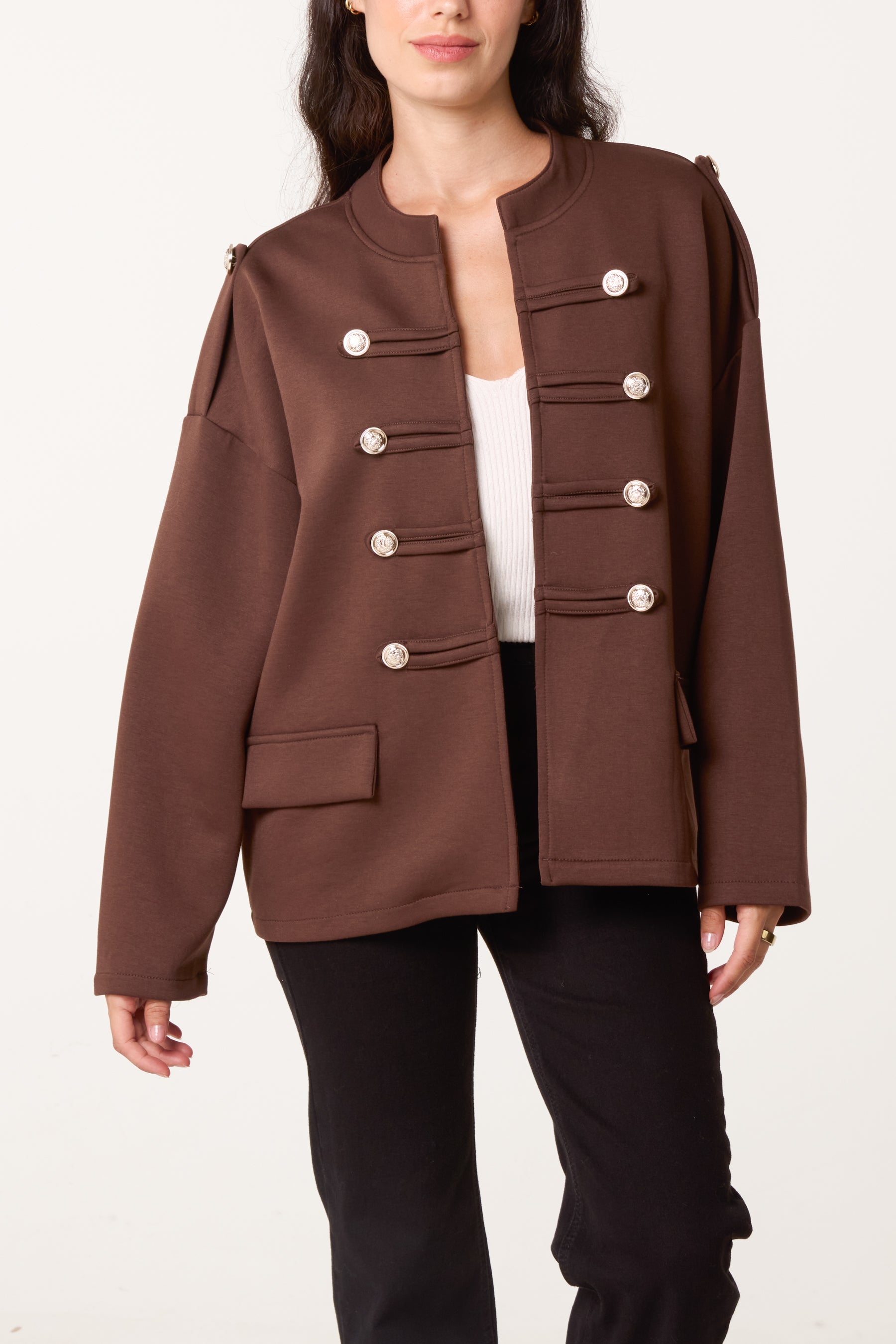 Cotton Military Band Tailored Jacket
