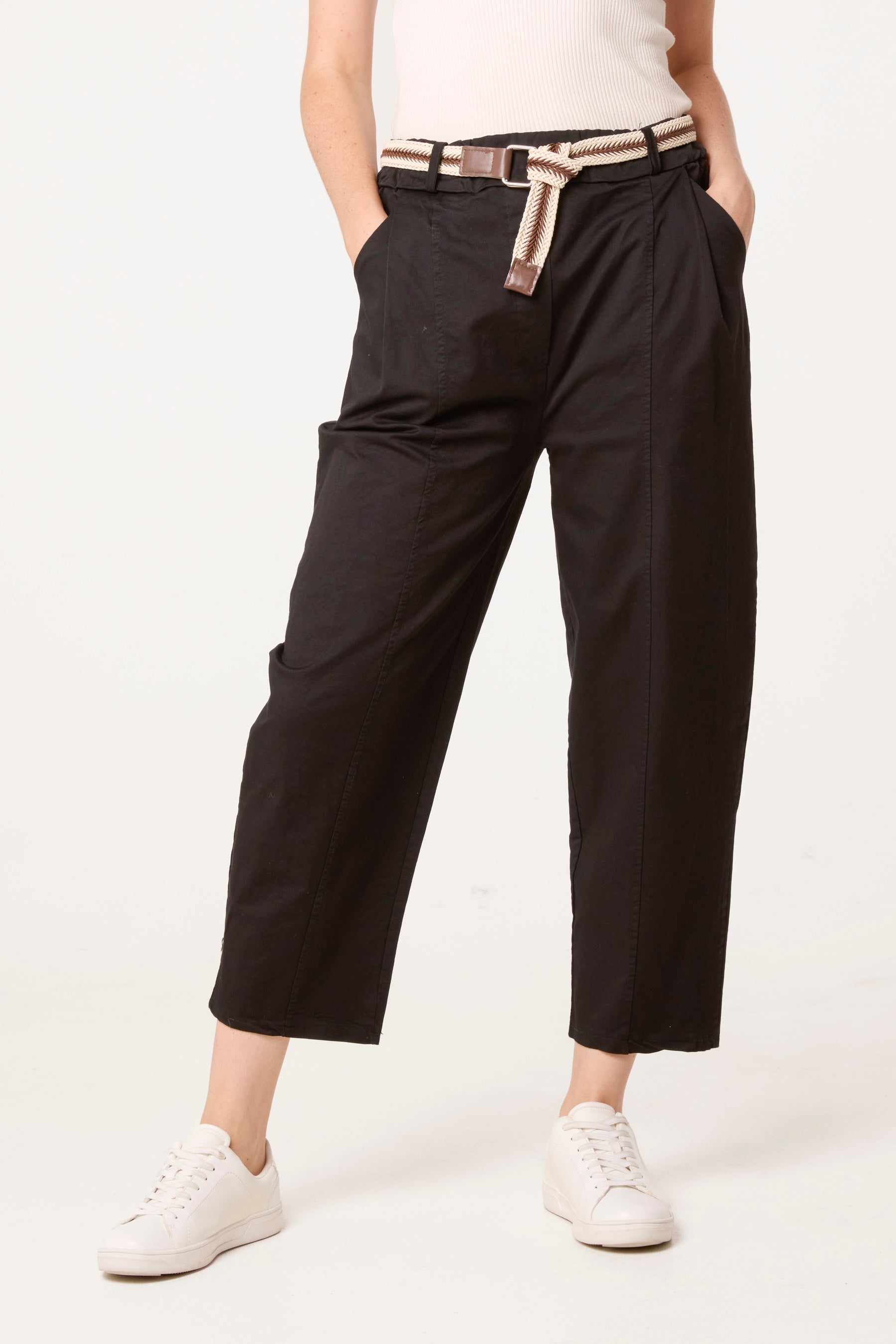 Barrel Leg Trouser With Belt