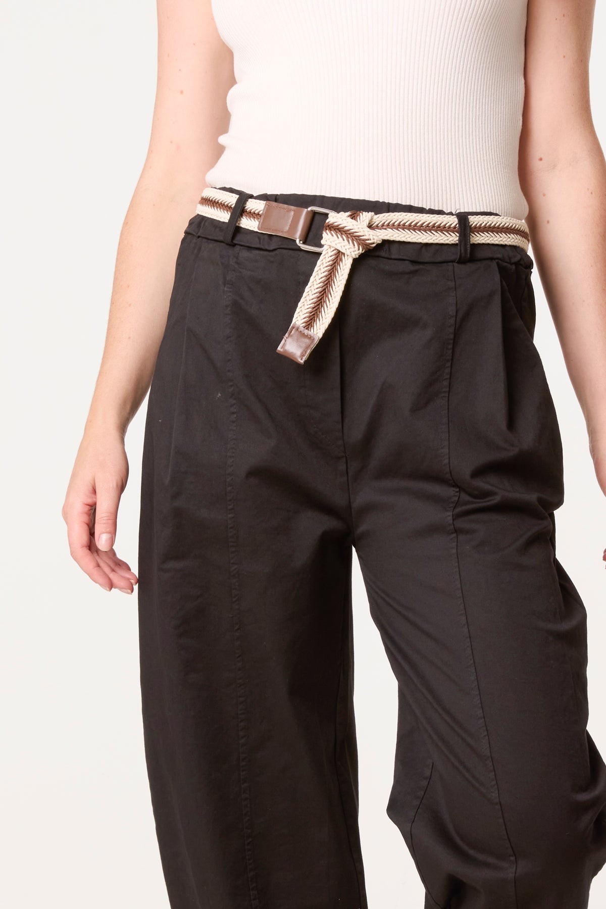 Barrel Leg Trouser With Belt