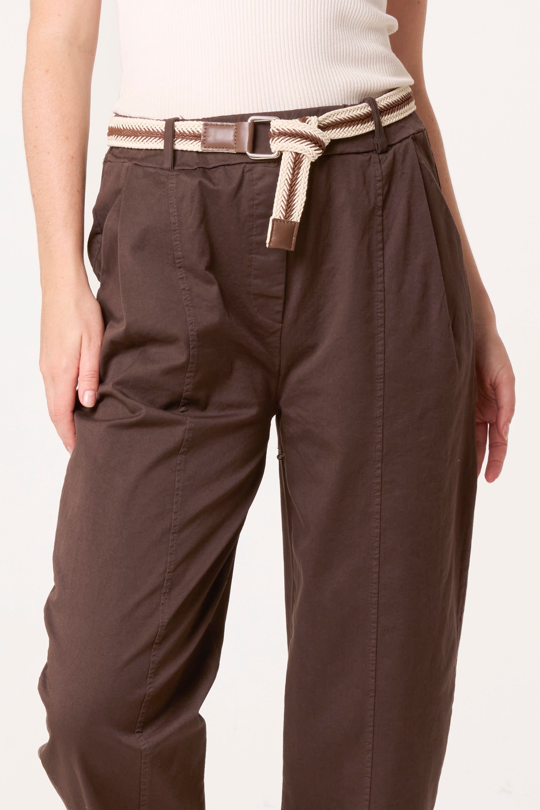 Barrel Leg Trouser With Belt