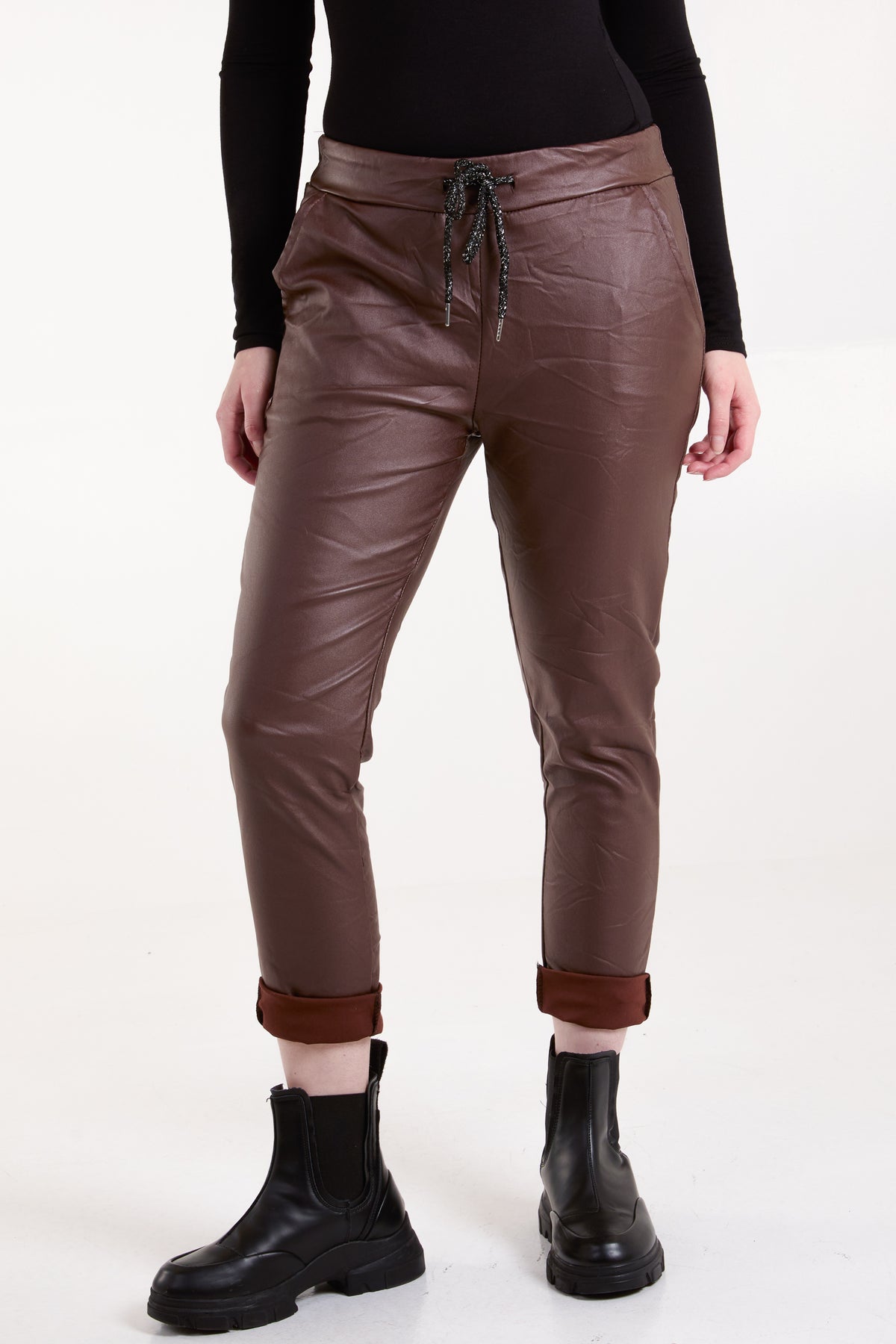 Magic Stretch PU Coated Crushed Trousers