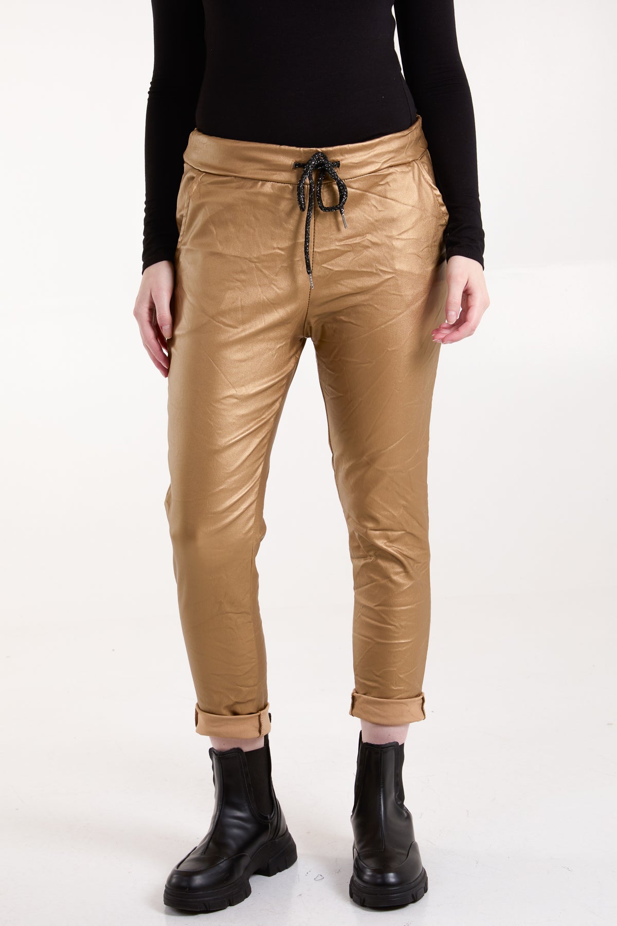 Magic Stretch PU Coated Crushed Trousers