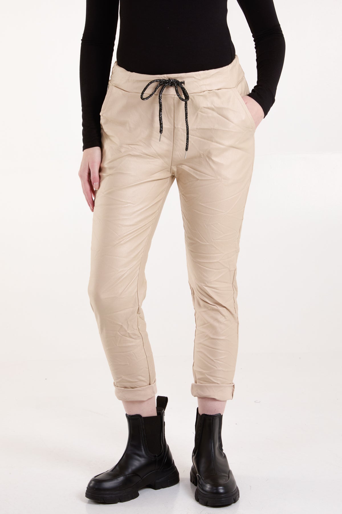 Magic Stretch PU Coated Crushed Trousers