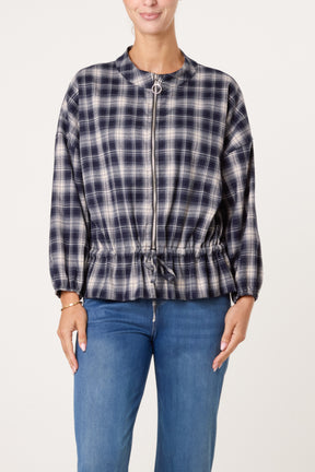 Zip Through Plaid Jacket