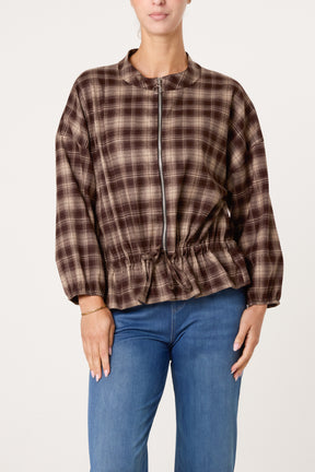Zip Through Plaid Jacket