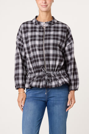 Zip Through Plaid Jacket