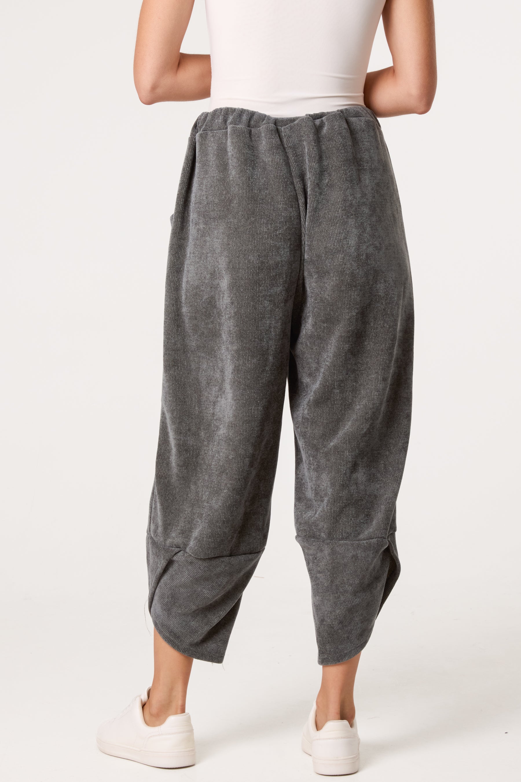 Front Pockets Velvet Feel Trousers
