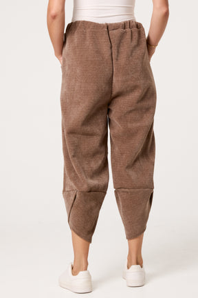 Front Pockets Velvet Feel Trousers