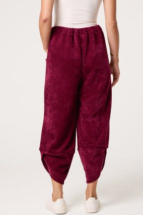 Front Pockets Velvet Feel Trousers