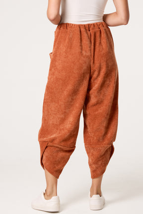 Front Pockets Velvet Feel Trousers