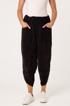 Front Pockets Velvet Feel Trousers