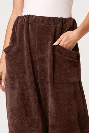 Front Pockets Velvet Feel Trousers