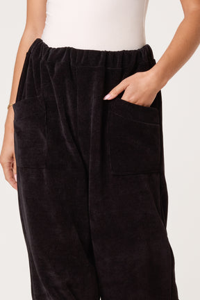 Front Pockets Velvet Feel Trousers
