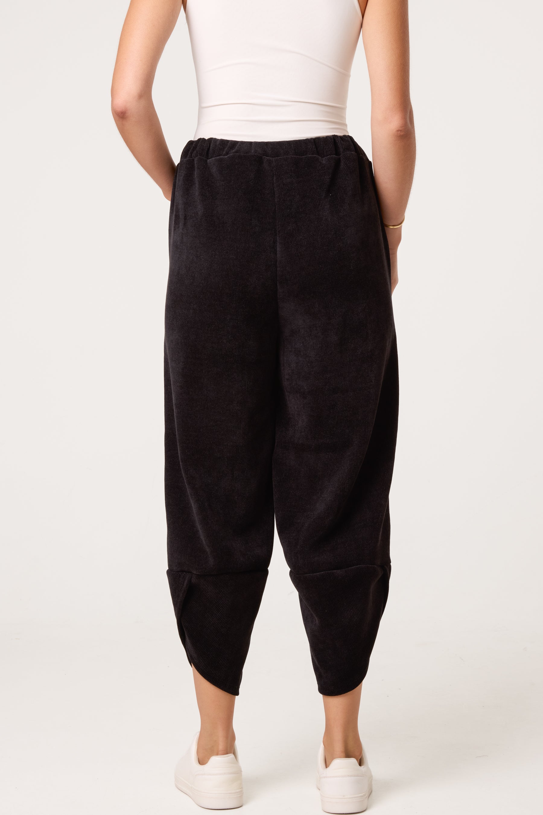 Front Pockets Velvet Feel Trousers