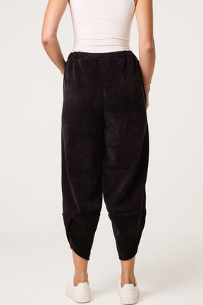 Front Pockets Velvet Feel Trousers