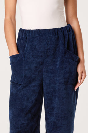 Front Pockets Velvet Feel Trousers