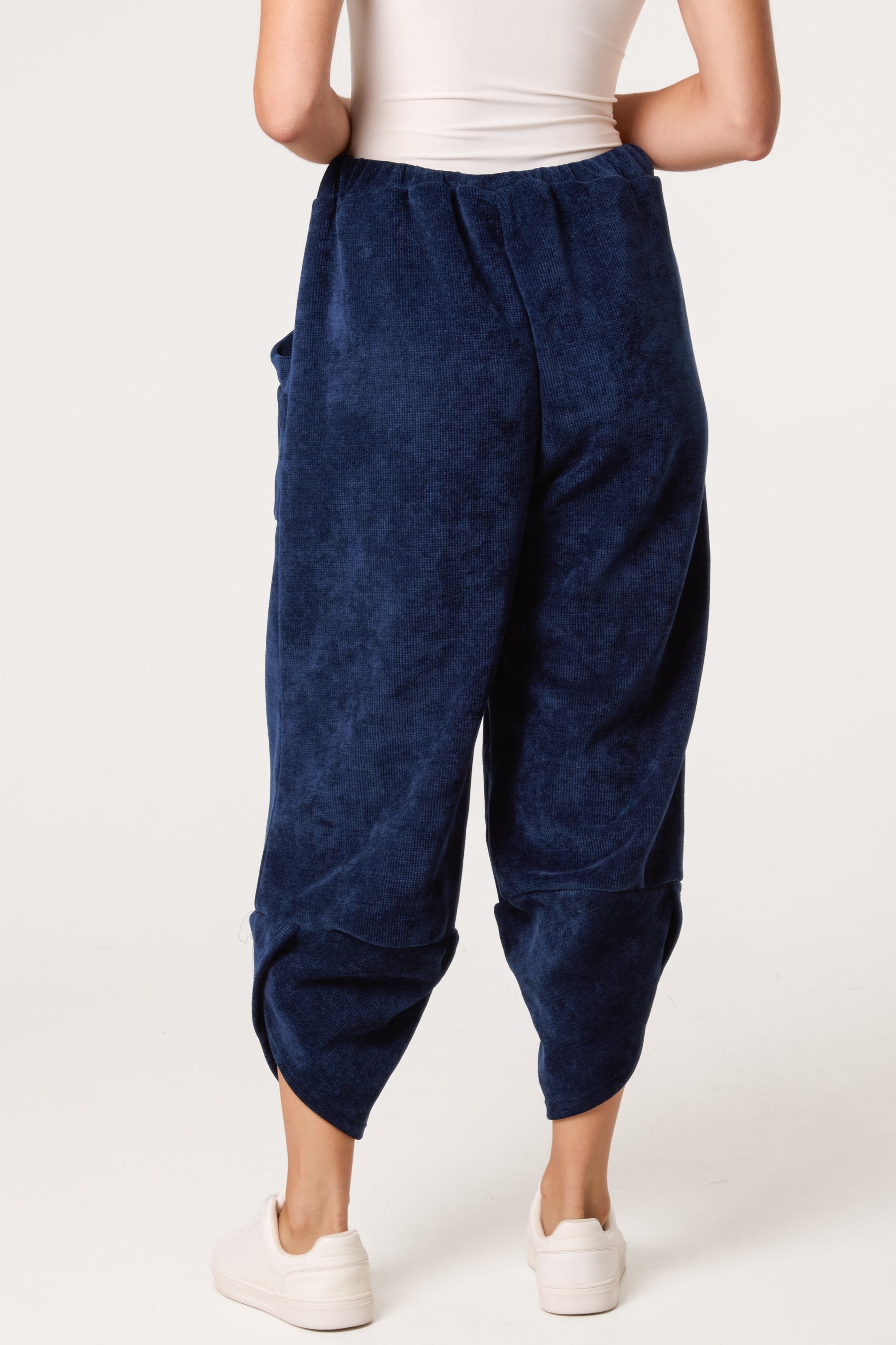 Front Pockets Velvet Feel Trousers