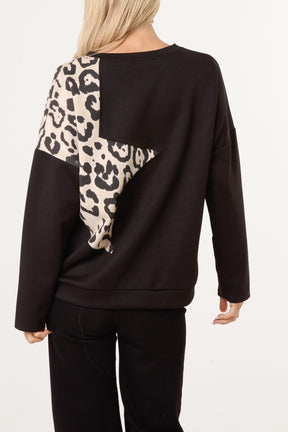 Studded Leopard Star Jumper