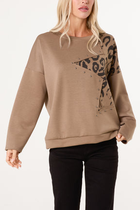 Studded Leopard Star Jumper