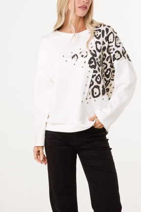 Studded Leopard Star Jumper