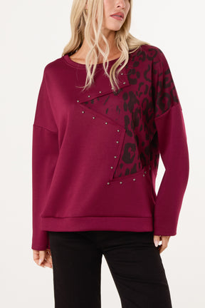 Studded Leopard Star Jumper