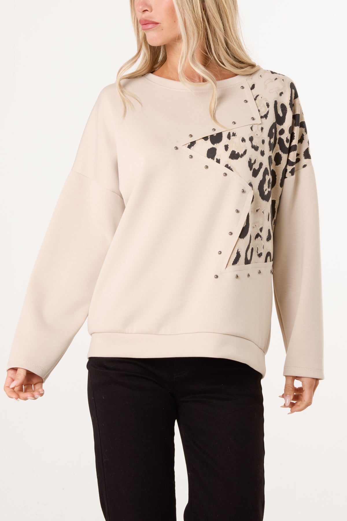 Studded Leopard Star Jumper