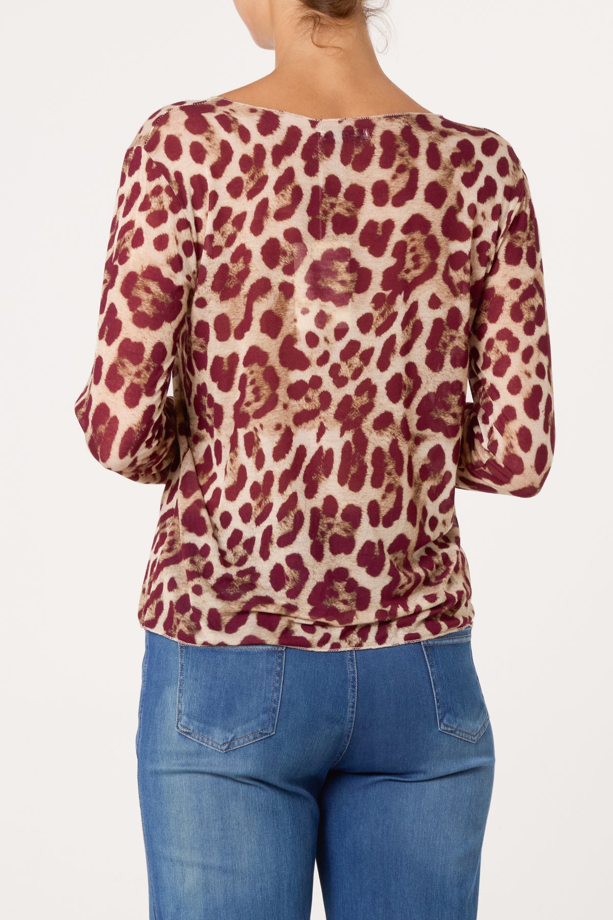 Long Sleeve Cashmere Blend Leopard Top