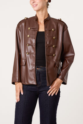 PU Military Band Jacket