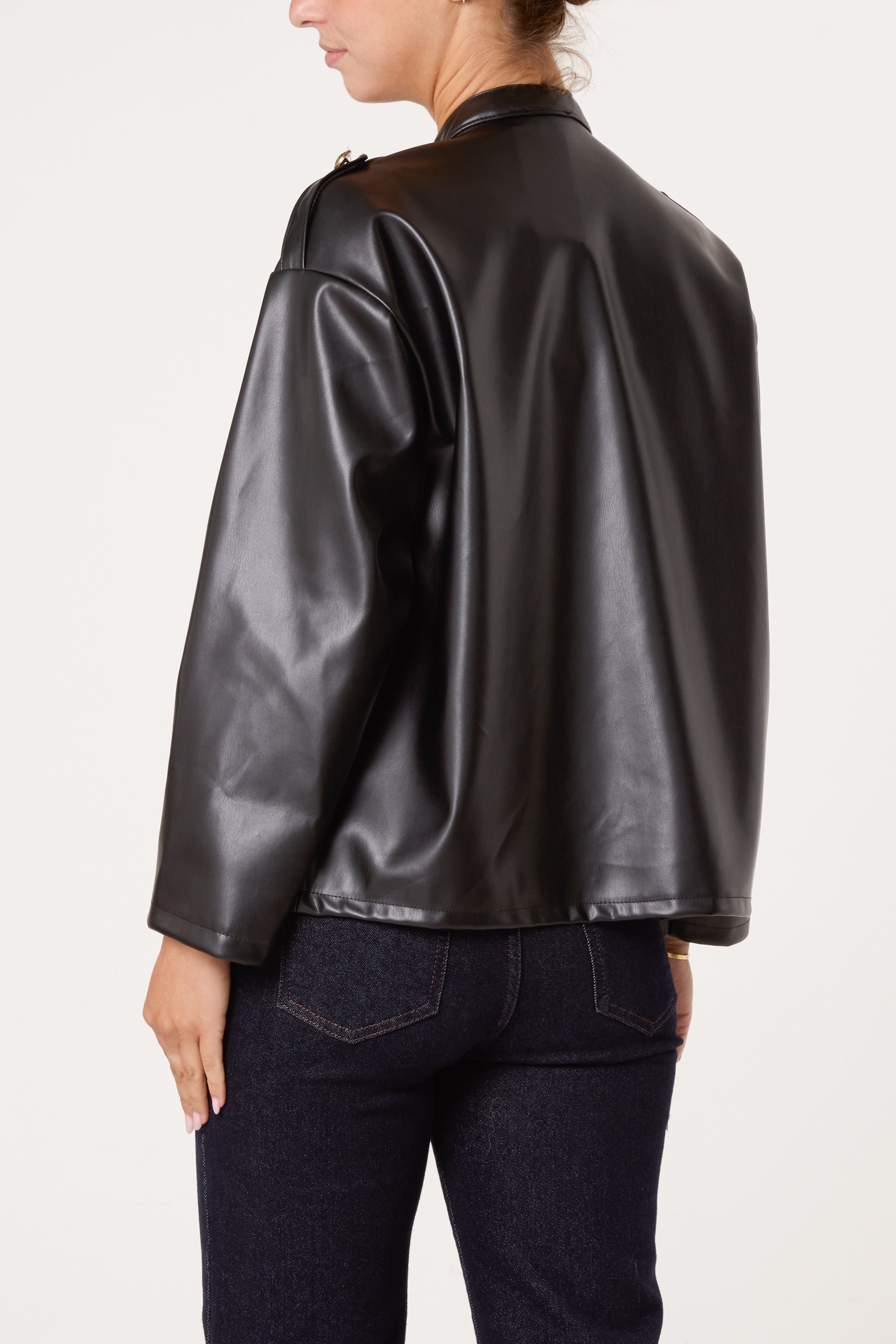 PU Military Band Jacket