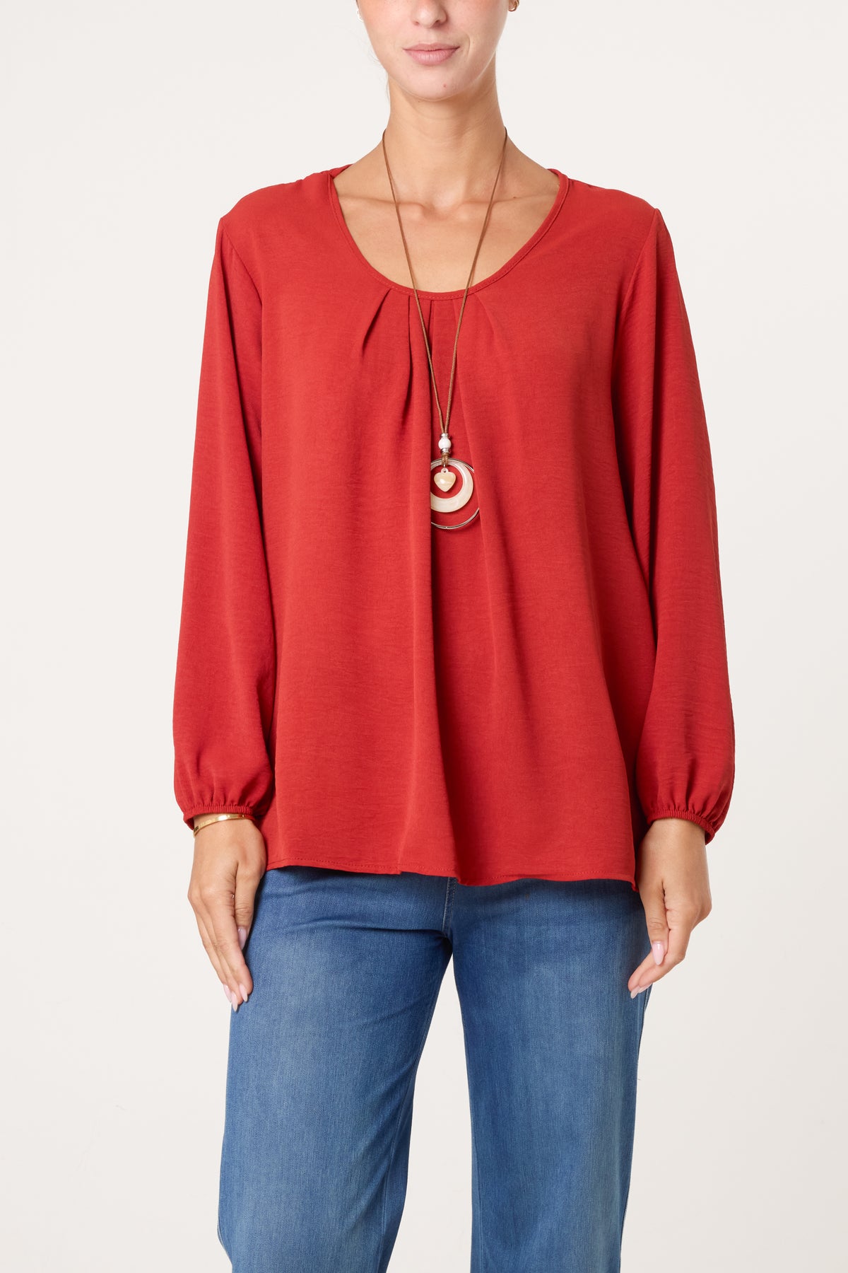 Scoop Neck Necklace Blouse