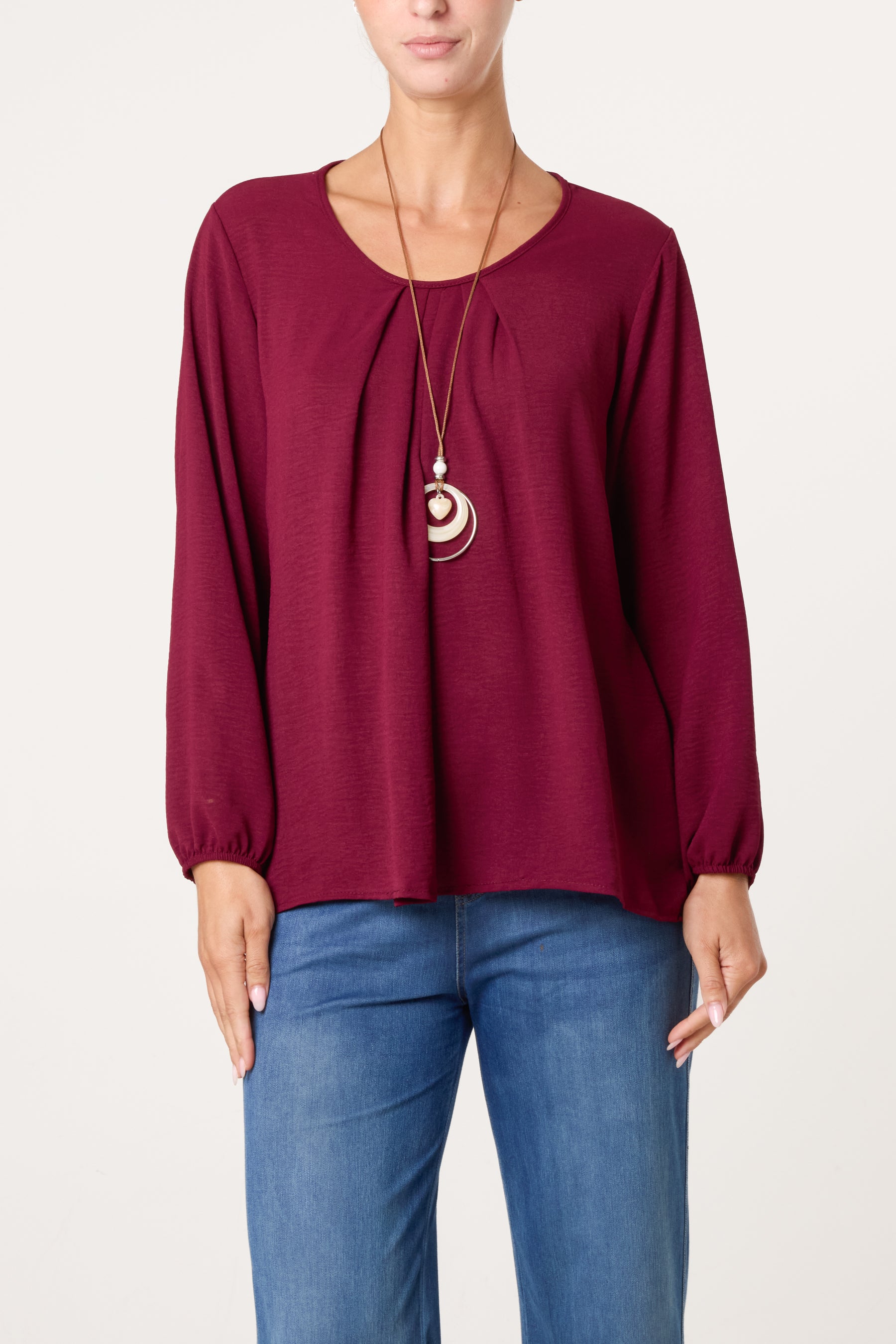 Scoop Neck Necklace Blouse
