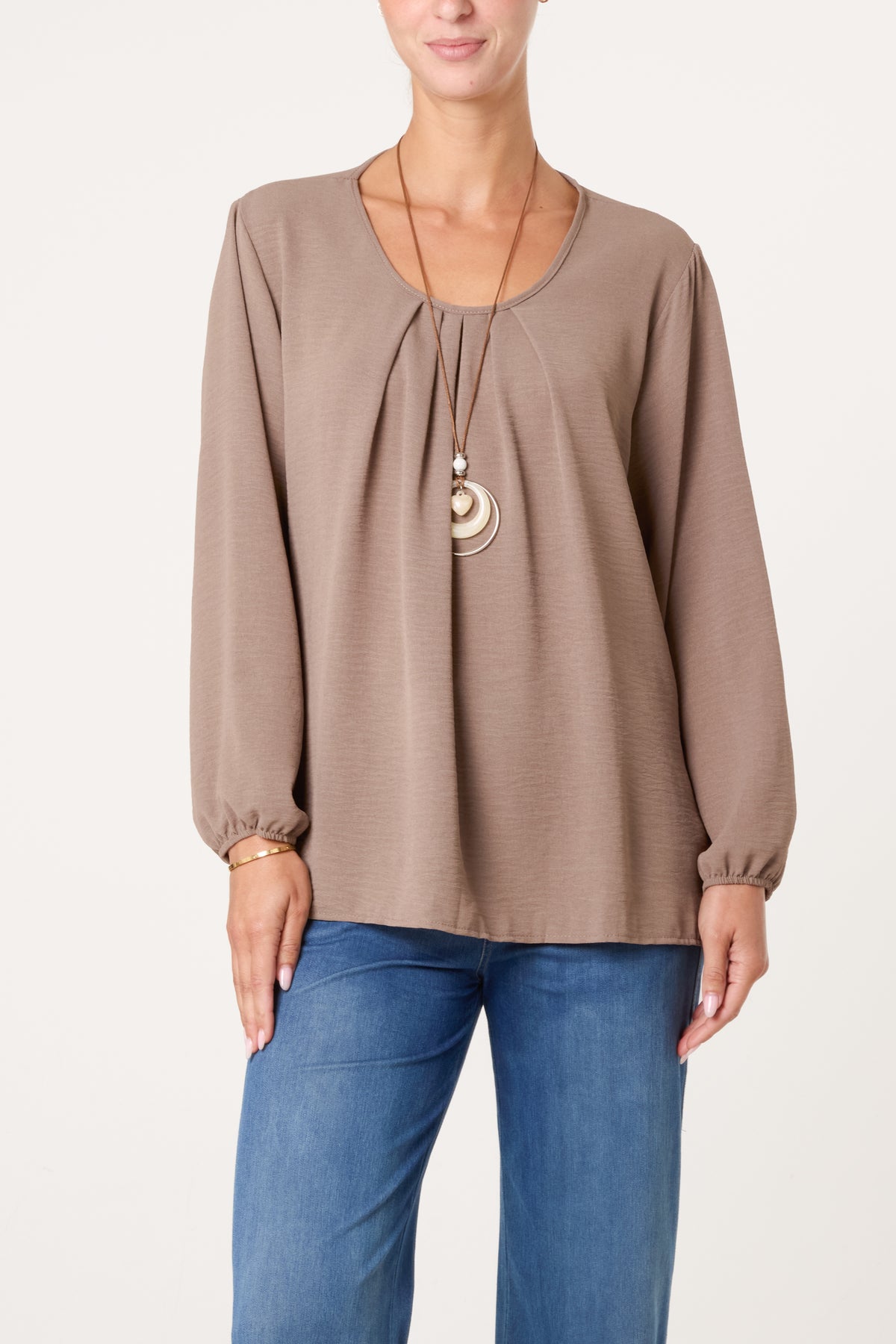 Scoop Neck Necklace Blouse