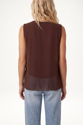 Metallic Glitter Pleated Sleeveless Top