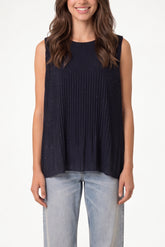 Metallic Glitter Pleated Sleeveless Top