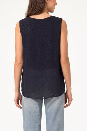 Metallic Glitter Pleated Sleeveless Top
