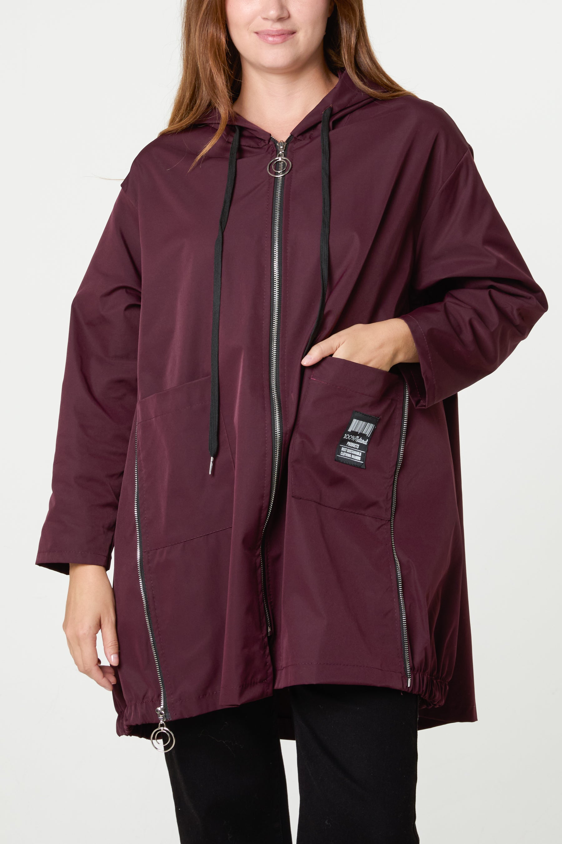 Zip Detail Hooded Light Jacket