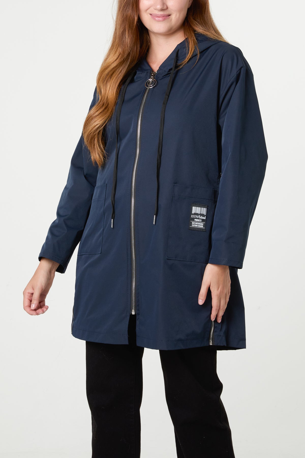 Zip Detail Hooded Light Raincoat Jacket