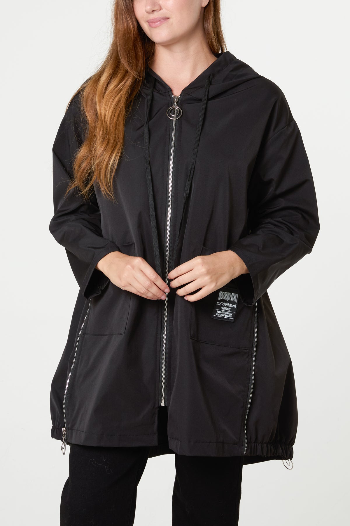 Zip Detail Hooded Light Raincoat Jacket