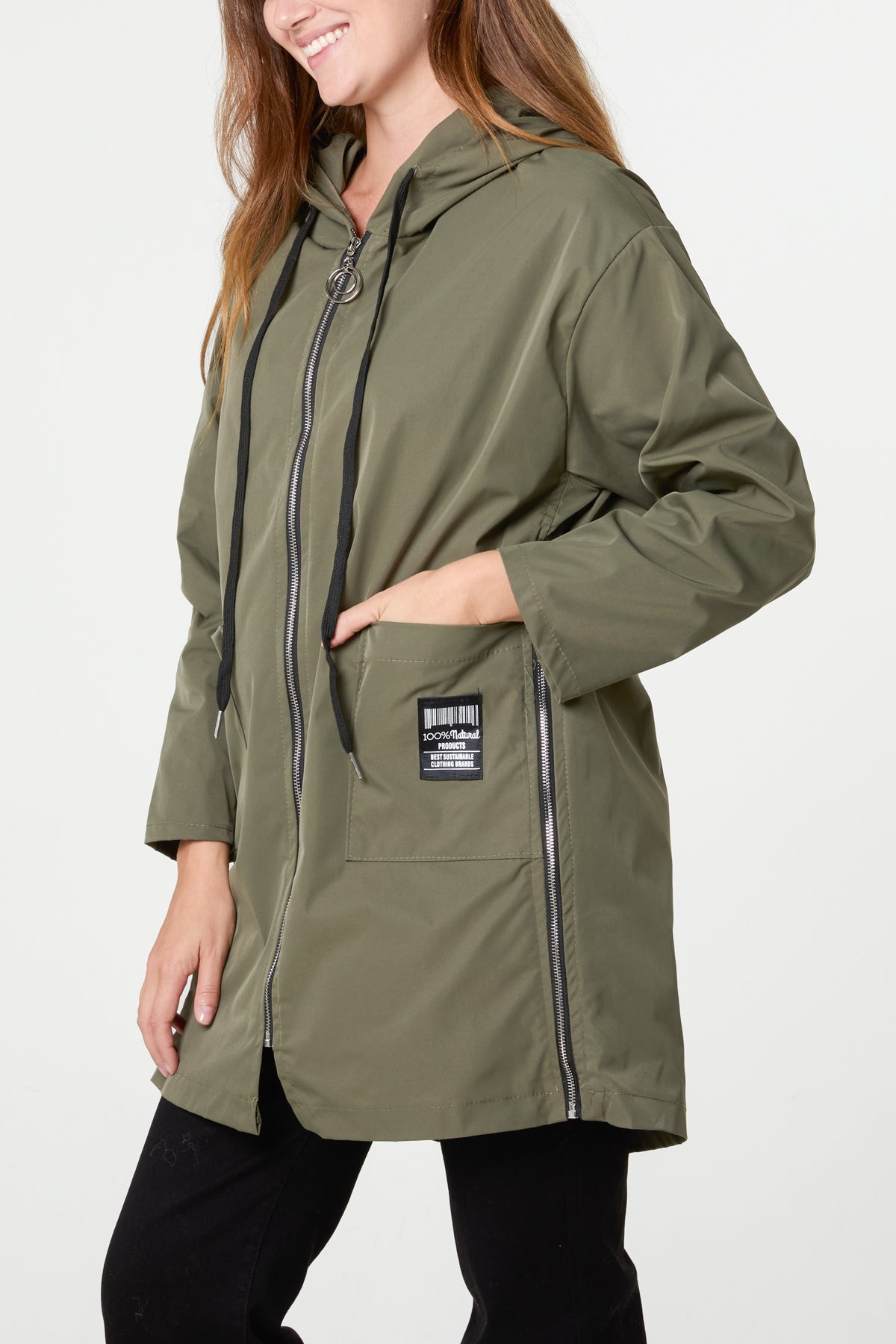 Zip Detail Hooded Light Raincoat Jacket