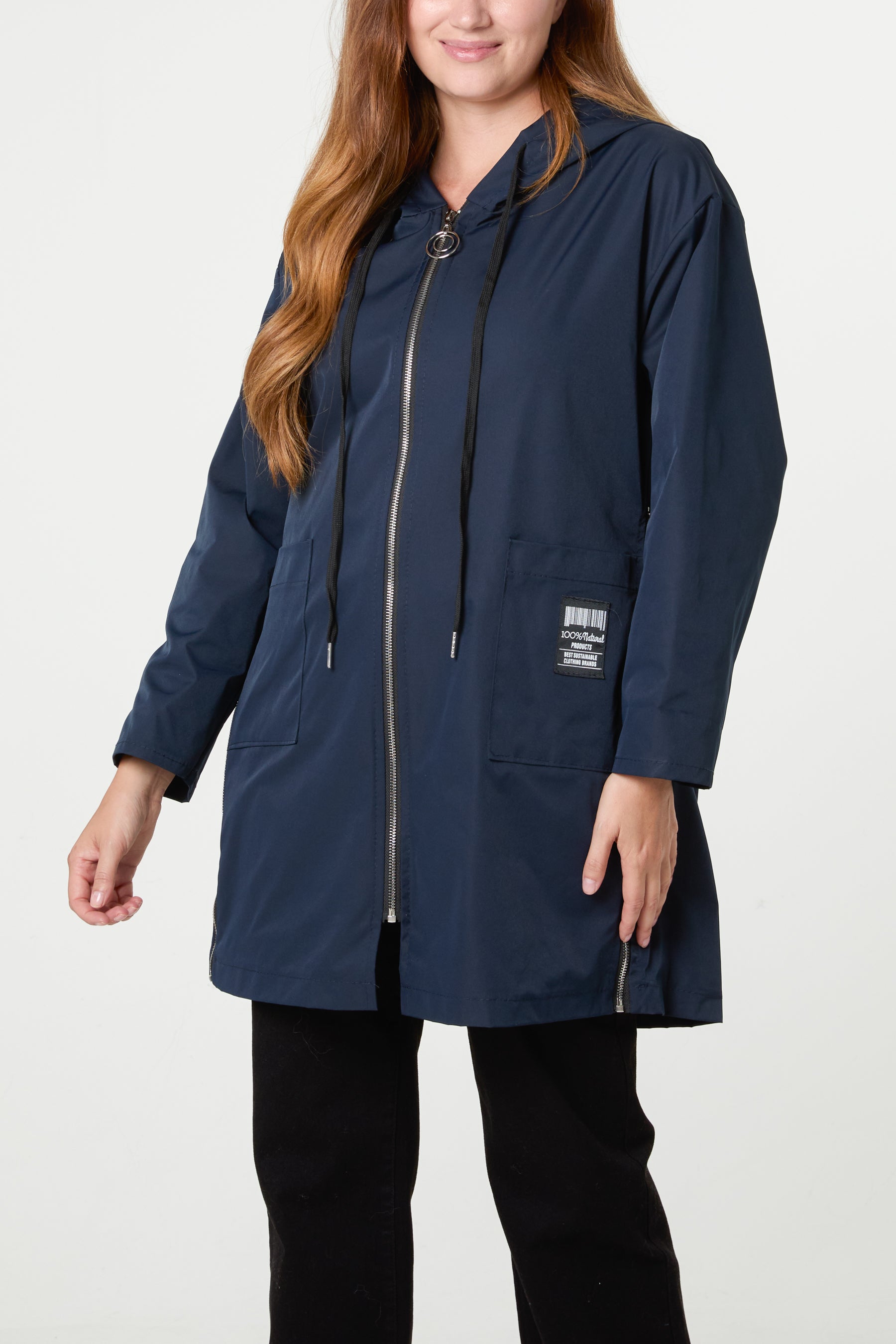 Zip Detail Hooded Light Jacket