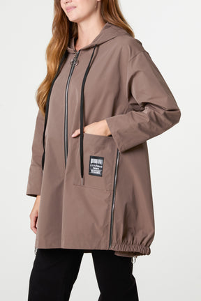 Zip Detail Hooded Light Jacket