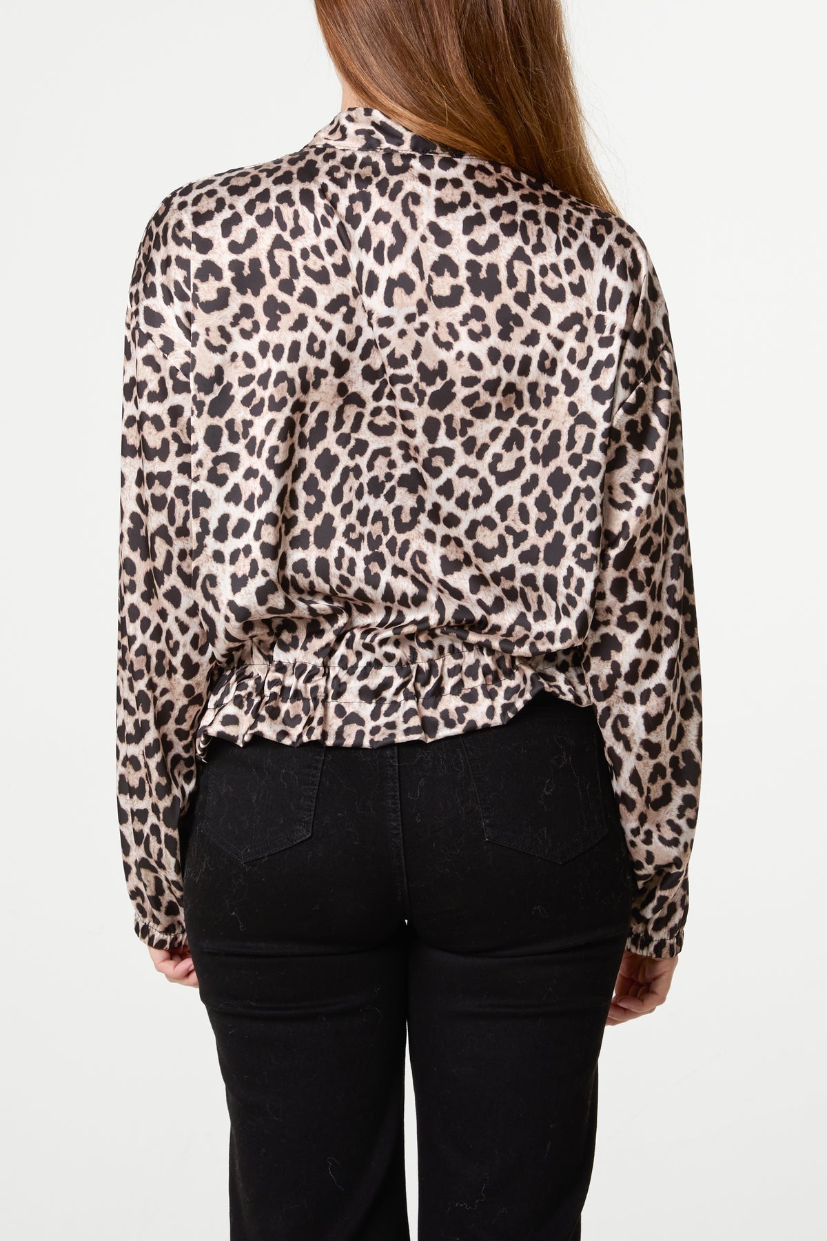 Satin Leopard Zip Through Jacket