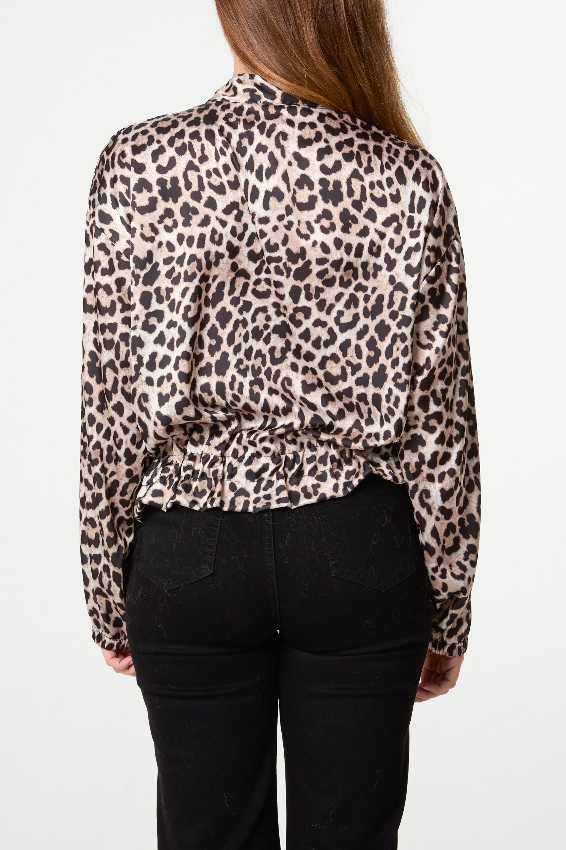 Satin Leopard Zip Through Jacket